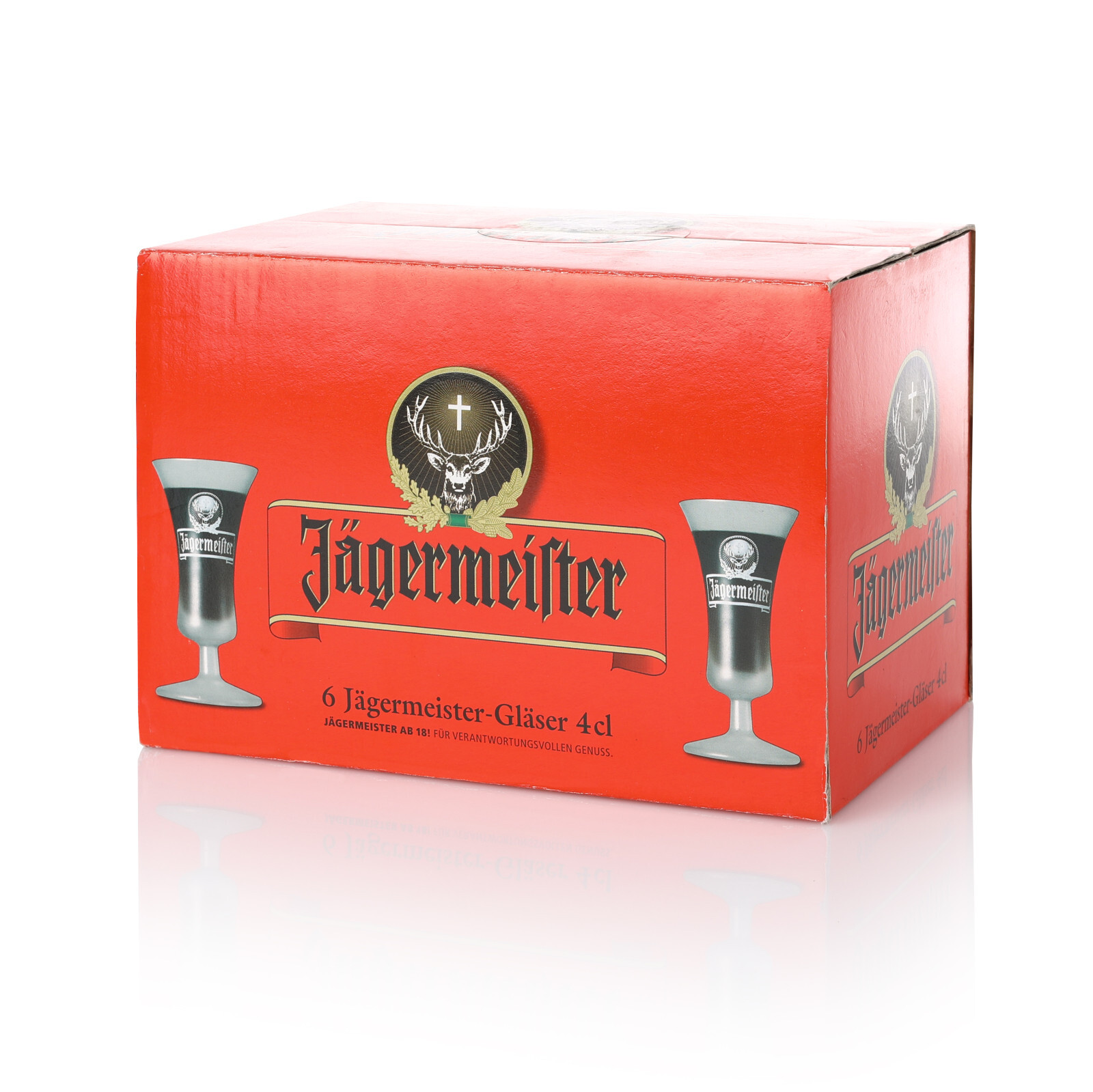 Jägermeister Schnapsgläser 6er Pack - 4cl Shotglas Frosted Kurze Stamper Geeicht