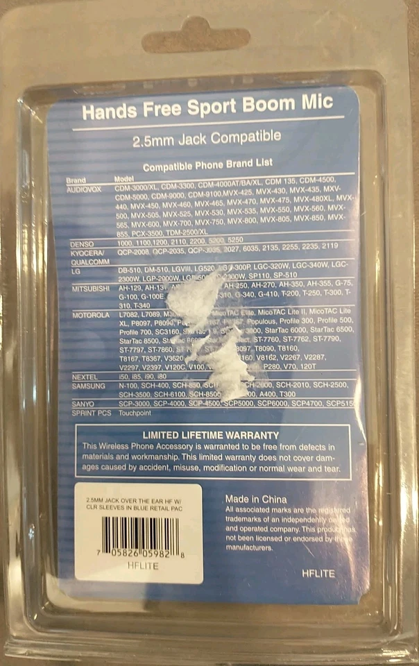 Auricular de micrófono con brazo deportivo manos libres Wire Technologies conector para teléfono celular de 2,5 mm nuevo en caja. Foto 3 de 3