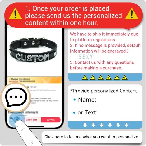 Detachable Chain BDSM Collar Punk Goth Choker Necklace Custom Name Letters ANGEL - Picture 3 of 28