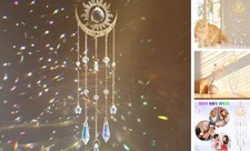 Crystal Suncatcher, Suncatchers for Windows Hanging Indoor Outdoor Sun and Moon