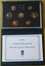 1991 UK Royal Mint Proof Coin Collection 7 Coin Year Set In Blue Case