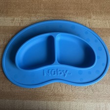 Nuby Silicone Suction Two Sectioned Plate for Kid Toddler Baby Blue Unisex