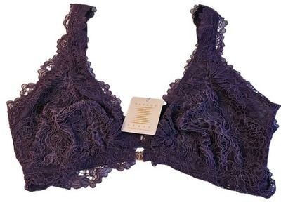 Savage X Fenty 2X Purple Lace Triangle Jeweled Front-Close Wireless Sexy Bra New