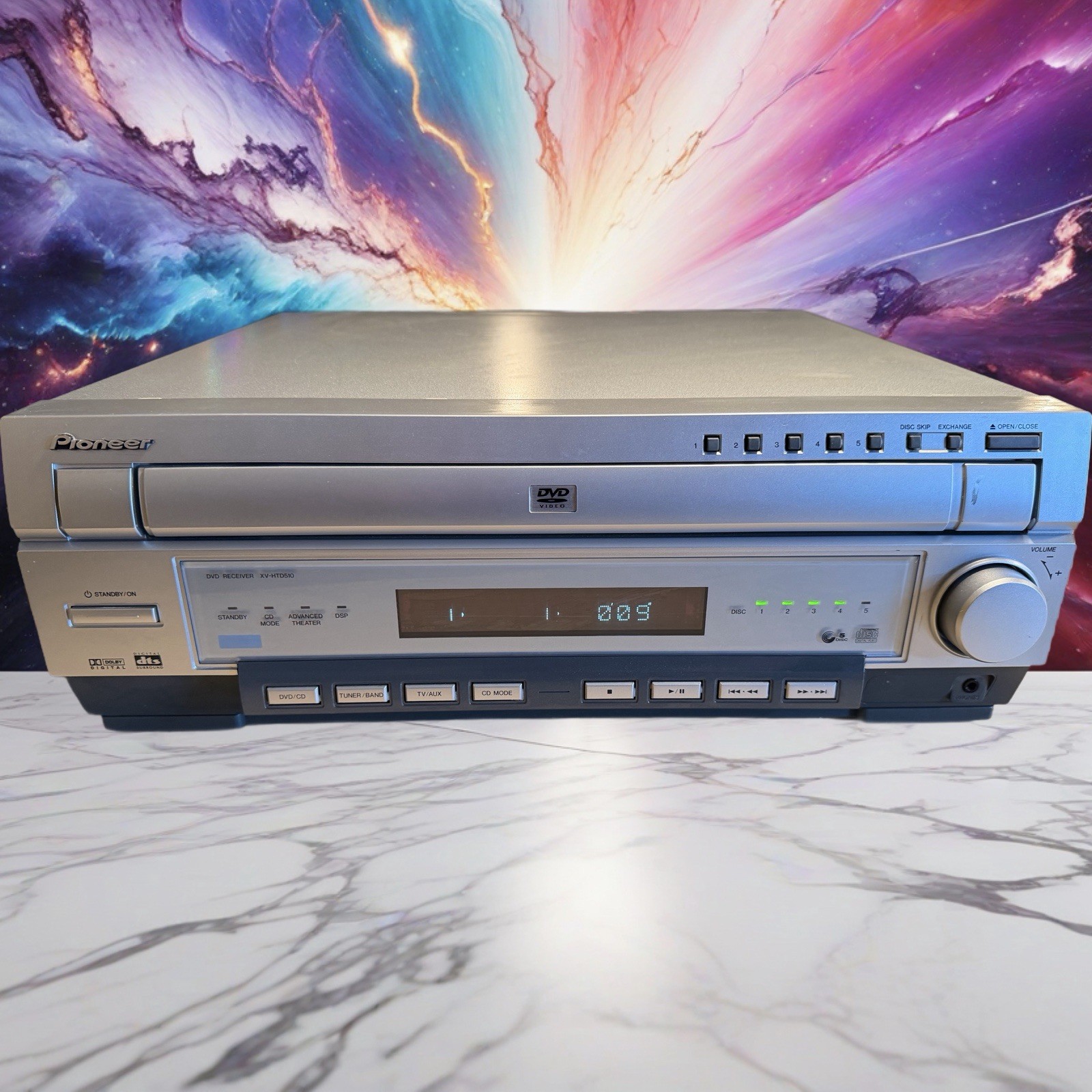 Pioneer xv-htd520 5-disc cd/dvd home theater a/v receiver w new remote tested