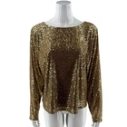 Halogen Womens Top Size XXL Gold Sequin Lined Low Back Sparkly
