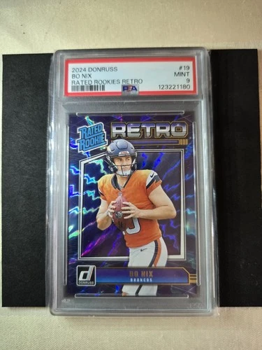 2024 Panini Donruss Rated Rookie Retro Bo Nix #19 (RC) PSA 9