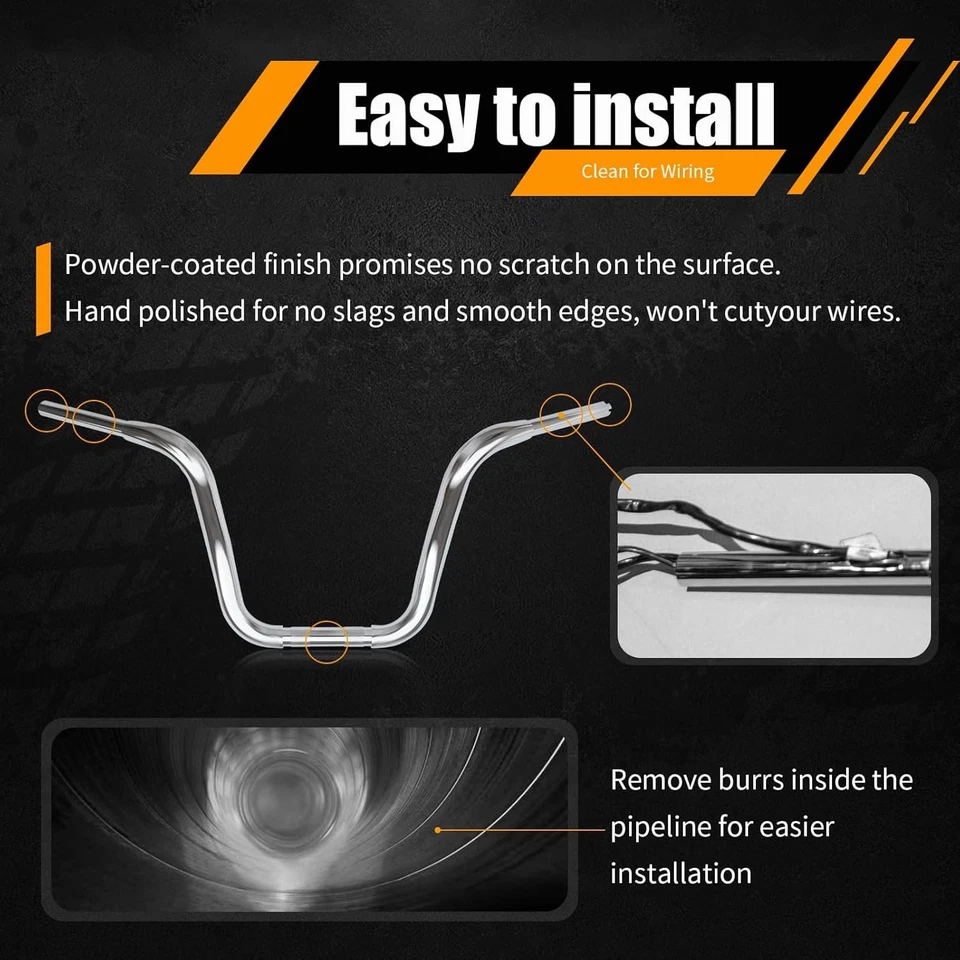 Monkey Bar Ape Hangers Handlebar for Harley Davidson Fat Boy Heritage silvery - Image 2 of 4