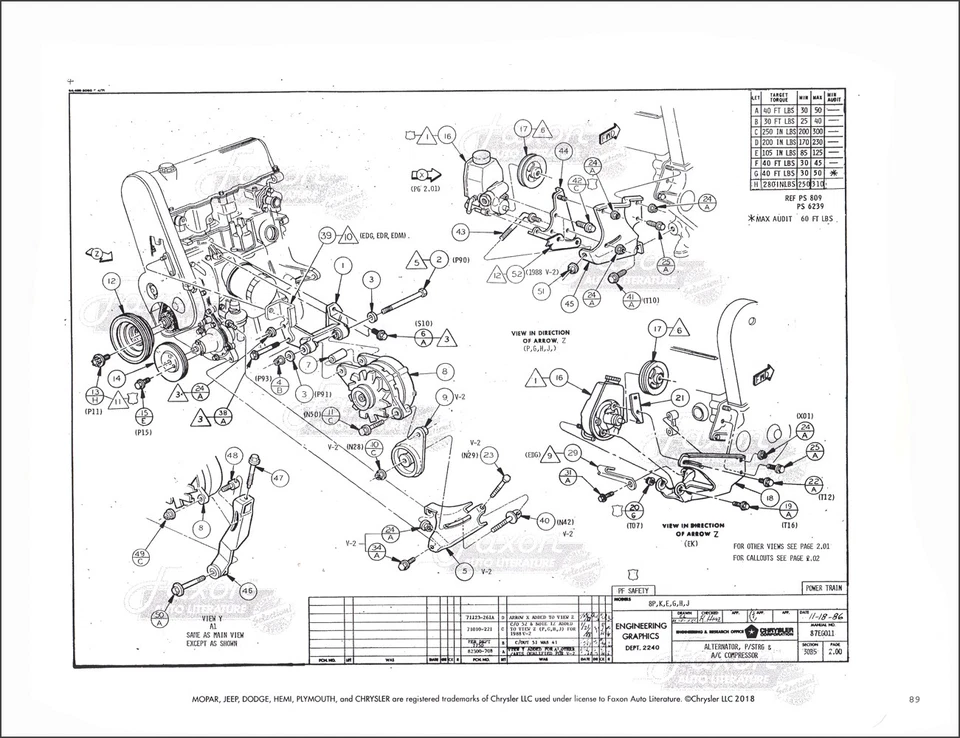 Dodge Chasis 1987 1988 montaje de fábrica manual Shelby Daytona Shadow 600 Lancer Foto 2 de 4