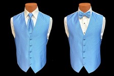 Men  s Lauren Ralph Lauren Tuxedo Vest Cornflower Blue with Bow  Long Tie Large