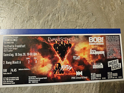 Evanescence Konzert 1 Ticket Festhalle Frankfurt 19.09.2026 2. Rang Block A