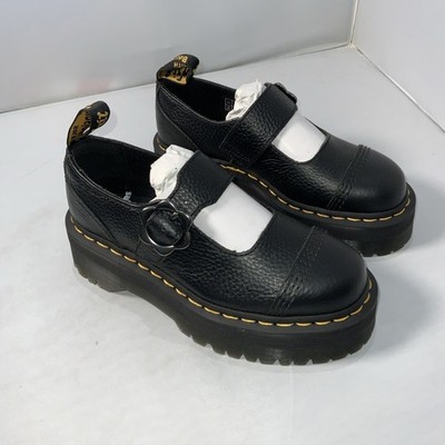 Damen Flower Mary Jane PU-Leder Plateau Quad Schuhe Neu
