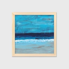 Blue Abstract Seascape Painting Impressionist Art M1008 8x8 Inch AMBER K