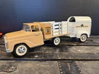 1960 Tonka Farms Stake Truck  With Horse Trailer & Horses Original Vintage