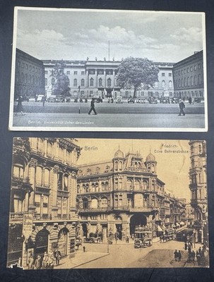 Lot of 2 Antique Berlin Postcards c1900 Universität Unter den Linden Panoptikum