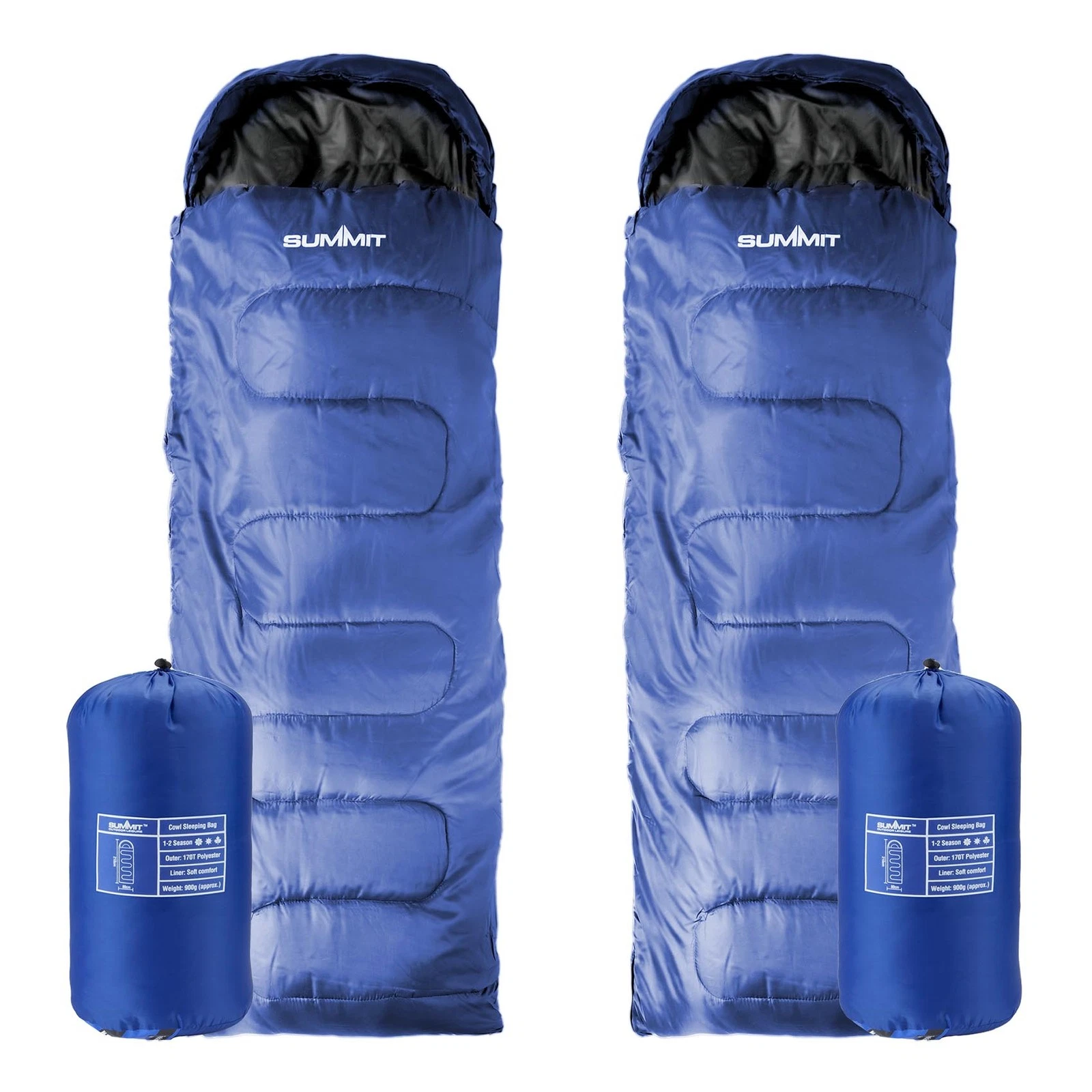 Sleeping Bag for Camping 210cm x 80cm Blue X 2
