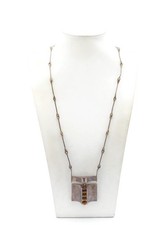 Vintage Sterling Silver 925 Tigers Eye Necklace Modernist Brutalist 23"