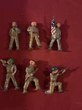 Vintage 6 BARCLAY MANOIL Lead Podfoot Toy Military Soldiers WWII