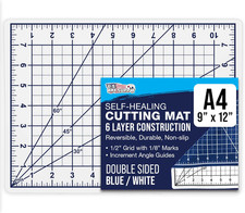 9" X 12" Self-Healing Cutting Mat 5-Ply - Double-Sided White/Blue Craft Mat, Non