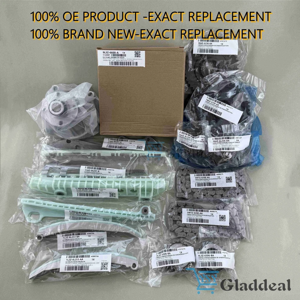 Kit de cadena de distribución bomba de aceite bomba de agua apta para Ford F-150 Lincoln Mercury 4.6 Foto 2 de 4