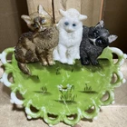 Vintage Westmoreland Milk Glass Plate Three Kittens Lace Edge 7" Hand Painted