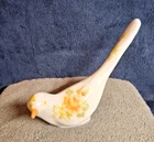Fenton Glass Bird Of Happiness Hand Painted Yellow roses. Signed by artist