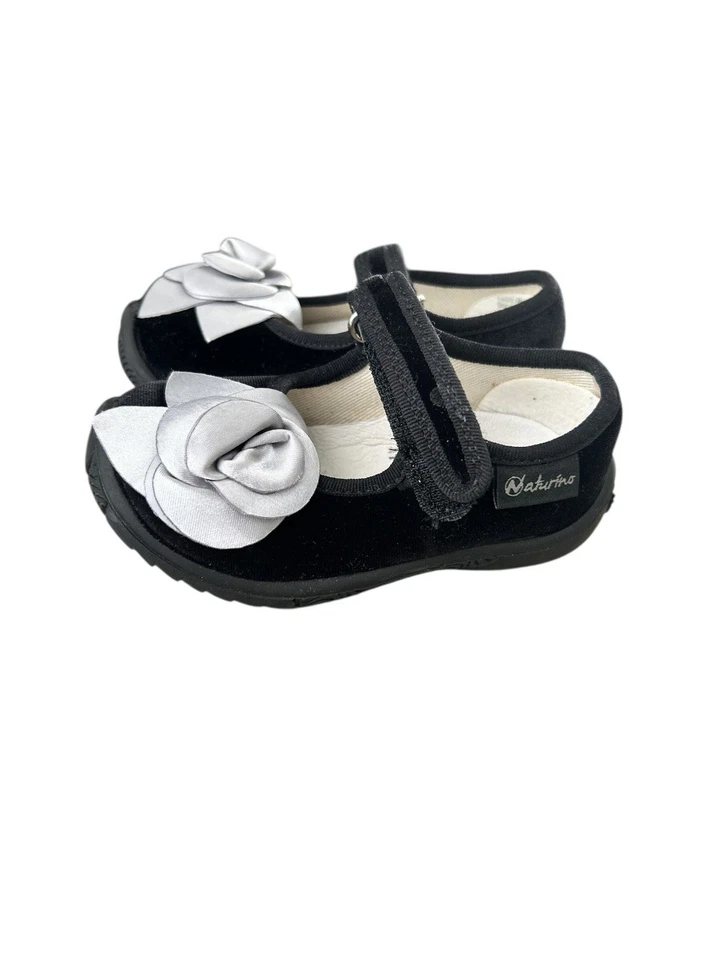 NATURINO Mary Jane Toddler Dress Shoes Size 21 Black With Bows Size 5 - Image 3 of 4