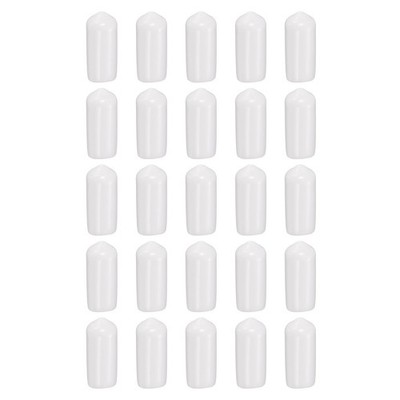 100pcs Round Rubber End Caps 10mm ID Bolt Covers Vinyl Screw Protectors, White