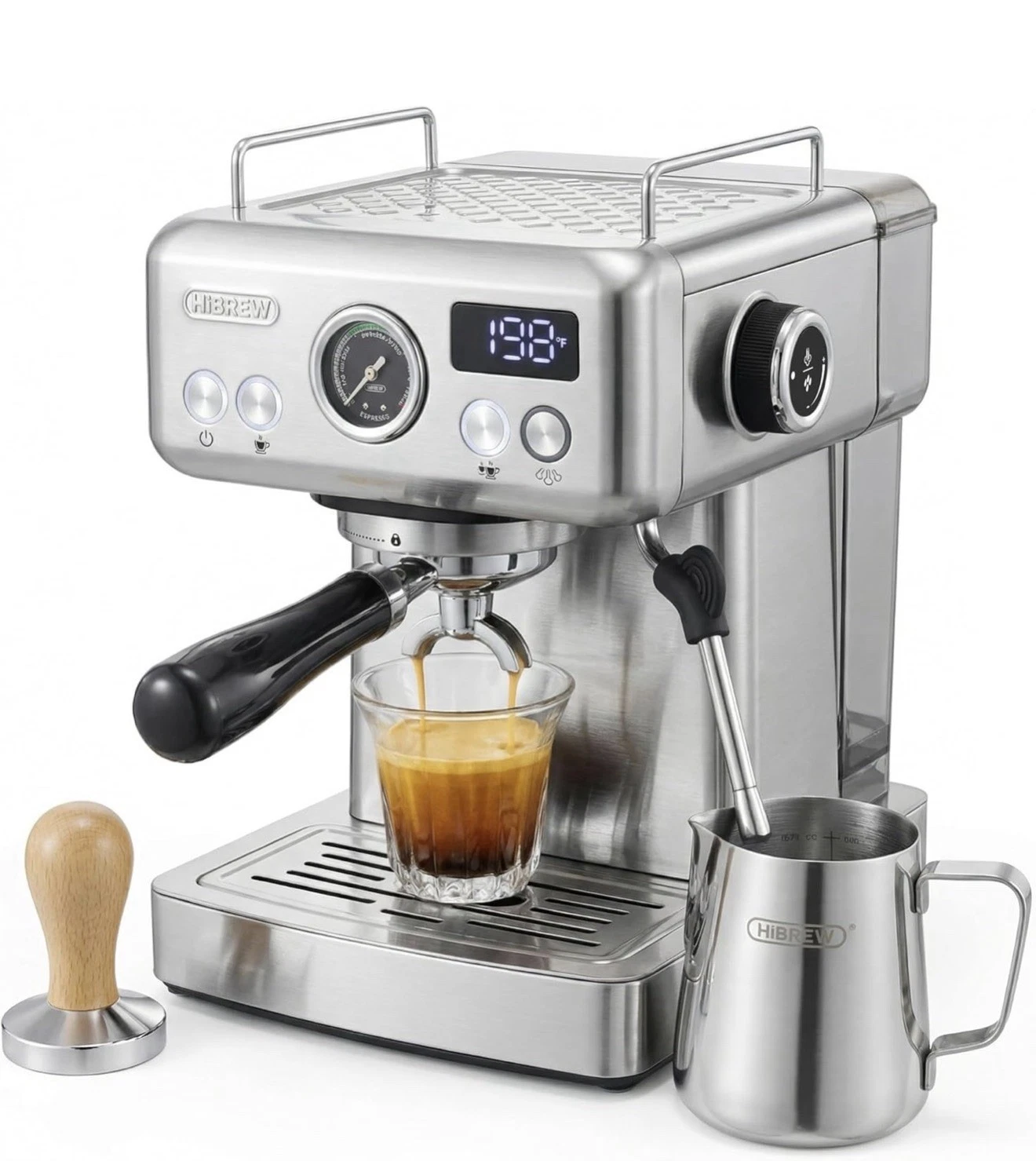 Hibrew H10A 58mm Semi Automatic Espresso Coffee Machine with Milk Frother 1.8L