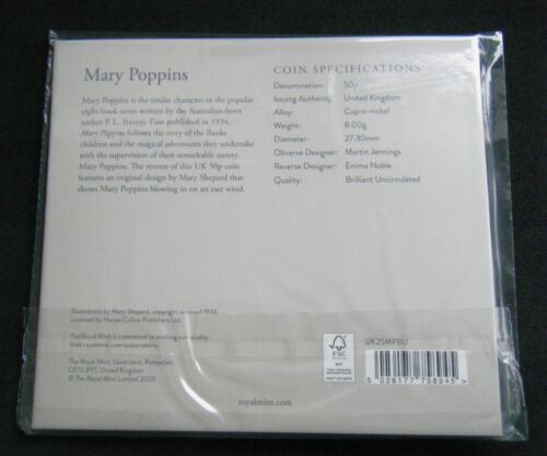 2025 Mary Poppins 50p Fifty Pence Coin Brilliant Uncirculated BU Pack - in stock - Picture 3 of 3
