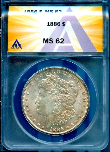 1886 $1 Silver Morgan Dollar MS 62 ANACS # 7880540 + Bonus