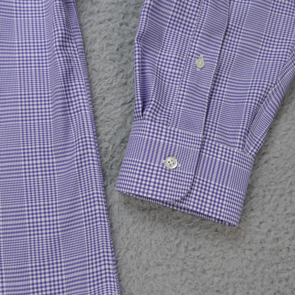 Camisa de vestir Jos A Bank para hombre 16 1/2 - 34 ajuste a medida púrpura a cuadros manga larga Foto 3 de 4