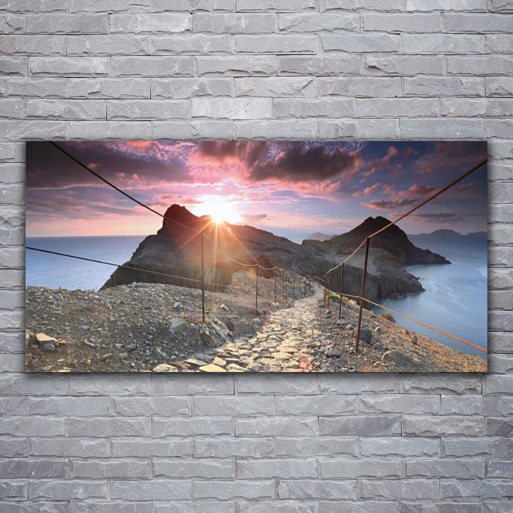 Tableau paysage soleil sentier 120x60 en acrylique pour illuminer un mur sombre
