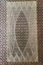 Vintage Clear Acrylic Tissue Box Holder Floral Diamond Striped Design. MCM.