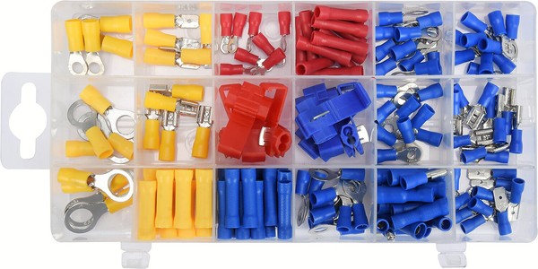 Kabelschuhe Steckverbinder Flachstecker Satz Set Sortiment Box 160Tlg. Auto Kfz-image