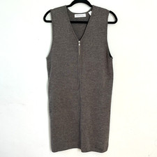 Vintage Lambswool Blend Sleeveless Sweater Knit Dress by Amanda Smith Sz M Gray