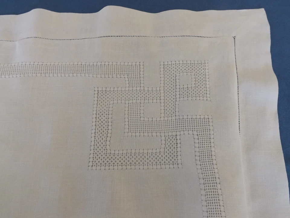 taie d'oreiller brodée, pur fil de lin, pas de mono, ancienne - Photo 4/4