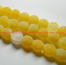 Natural 6-12mm Yellow Dream Fire Dragon Veins Agate Onyx Round Loose Beads 15''
