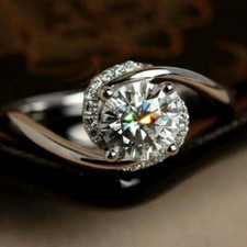 2,20kt Brillant Diamant Verlobungsring Weißgold Finish Silber Solitär Damen Ring