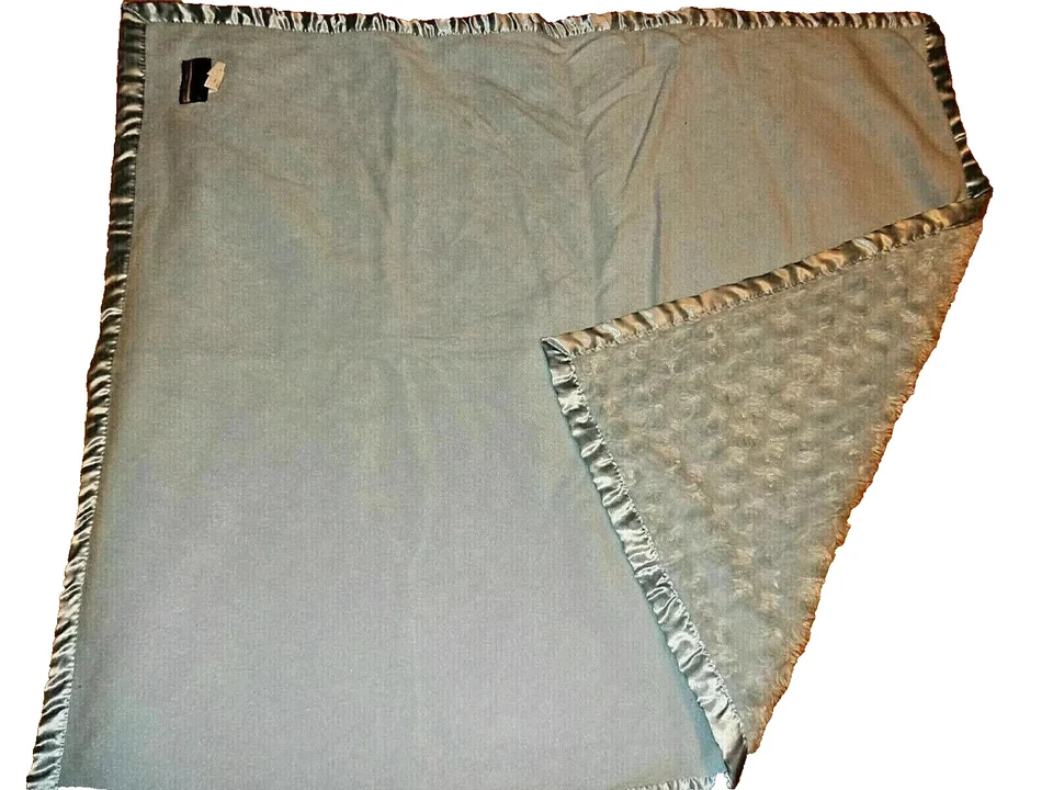 1C Blankets & Beyond Blue Plush Swirl Faux Fur Fleece Satin Baby Crib Blanket - Image 4 of 4