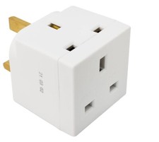 2 Way 3 Pin Power Adapter Plug Splitter - Cube Electric 13A Multi Wall Plug
