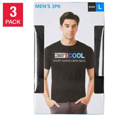 #ad #ad 3 PACK 32 DEGREES COOL MEN#x27;S SHORT SLEEVE CREW NECK SHIRT BLACK OR WHITE $19.48