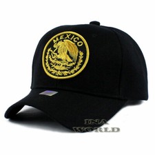 MEXICAN Hat MEXICO Federal Logo Embroidered Curved Bill Baseball Cap- Black/Gold