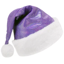 Sparkly Purple Santa Hat - Fun Child Kid Teen Adult Xmas Christmas Costume Party