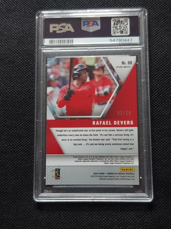 Rafael Devers 2020 Panini Chronicles Mosaic Baseball Gold Prizm #2/10 PSA 10 - Image 2 of 3