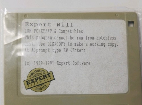 Expert Will Software Computer Program Diskette Floppy Disk 1991 - 第 3/3 張圖片