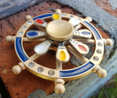 Cool All Metal Dual Fidget Spinner Colorful Helm Ship Wheel Adults Kids ADHD Toy