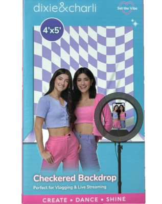 Dixie & Charli 4×5 Purple Checkered Video Backdrop Influencer | New (no box)