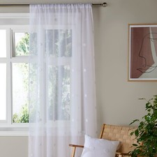 Image of Voile Curtain Panel Zara Tufted Polka Dot Spot Slot Top By Appletree White