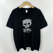 Vintage Zero Skateboards Skulls Big Logo Short Sleeve T Shirt Black Size Large