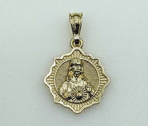 Authentic Gold Plated Sacred Heart of Jesus Pendant Charm Catholic Sagrado Corazon Dije